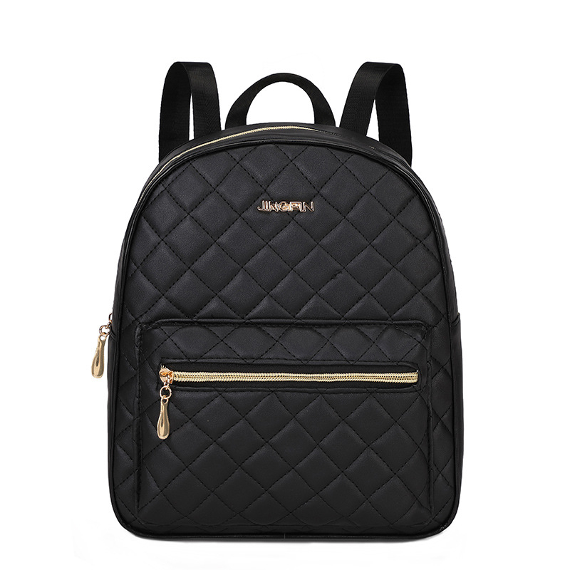 Ženski PVC ruksak, ljeto 2024, rombo quilt dizajn, zatvaranje na zip, poliester podstava