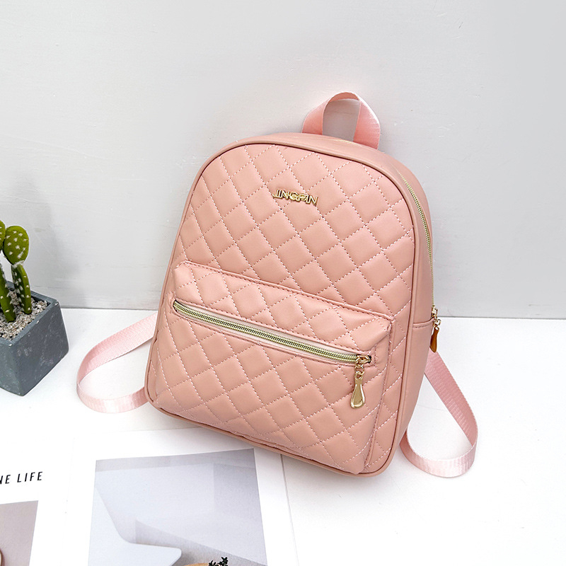Ženski PVC ruksak, ljeto 2024, rombo quilt dizajn, zatvaranje na zip, poliester podstava