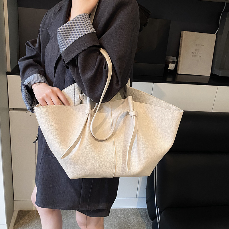 Ženska tote torba velikog kapaciteta – PU materijal, magnetska kopča, pretinac za mobitel, dvostruke ručke, vodoravni kvadratni oblik, proljeće 2025