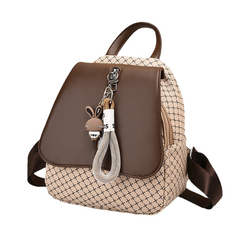 Ženski PU ruksak – ulični stil, otvaranje poklopcem, zaštita od krađe, unutarnji džepovi: džep na zip, džep za mobitel, džep s zatvaračem tip sandwich