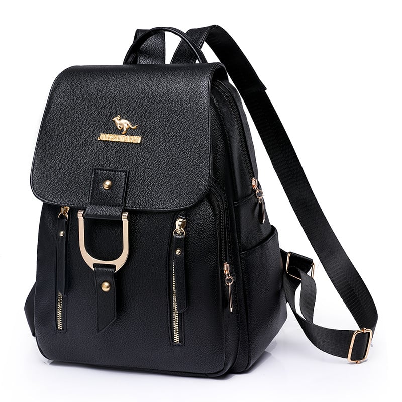 Ženski PU ruksak, street style, velika zapremina, zatvaranje na zip, vodootporan i otporan na habanje