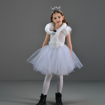 Παιδικό φόρεμα tutu σε σχήμα κύκνου για σκηνικό cosplay, διχτυωτό ύφασμα, πολυεστέρας, επένδυση βάμβακι, μοτίβο κινουμένου σχεδίου, για κορίτσια 3–8 ετών, καλοκαίρι