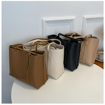 Ženska tote torba – gradski jednostavan stil, vertikalan kvadratni oblik, jesen 2024, laminirani unutarnji džep sa zipom, magnetsko zaključavanje