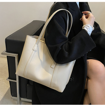 Ženska tote torba – gradski jednostavan stil, vertikalan kvadratni oblik, jesen 2024, laminirani unutarnji džep sa zipom, magnetsko zaključavanje