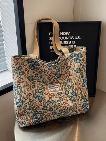 Τσάντα καμβά tote με φερμουάρ, επένδυση πολυεστέρα, unisex σχεδίαση, οριζόντιο τετράγωνο σχήμα, μία ιμάντα