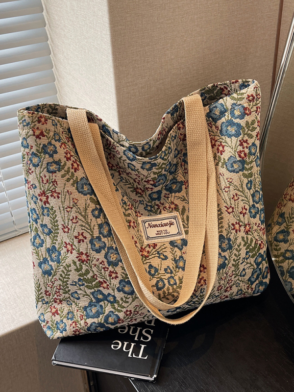 Τσάντα καμβά tote με φερμουάρ, επένδυση πολυεστέρα, unisex σχεδίαση, οριζόντιο τετράγωνο σχήμα, μία ιμάντα