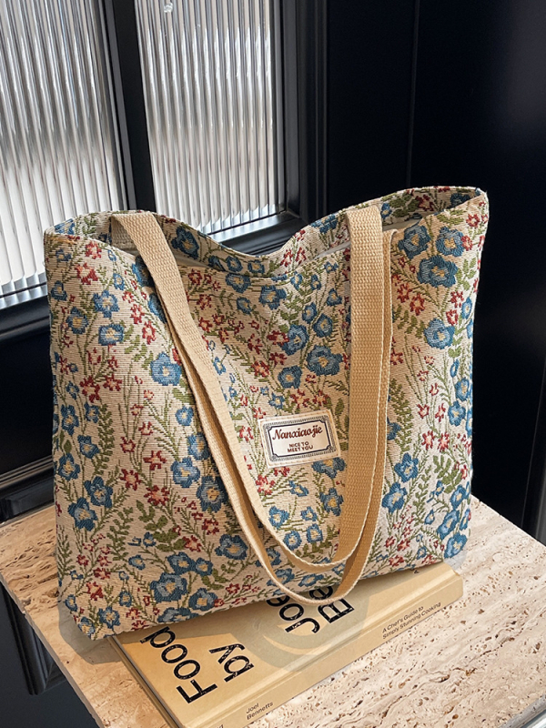 Τσάντα καμβά tote με φερμουάρ, επένδυση πολυεστέρα, unisex σχεδίαση, οριζόντιο τετράγωνο σχήμα, μία ιμάντα