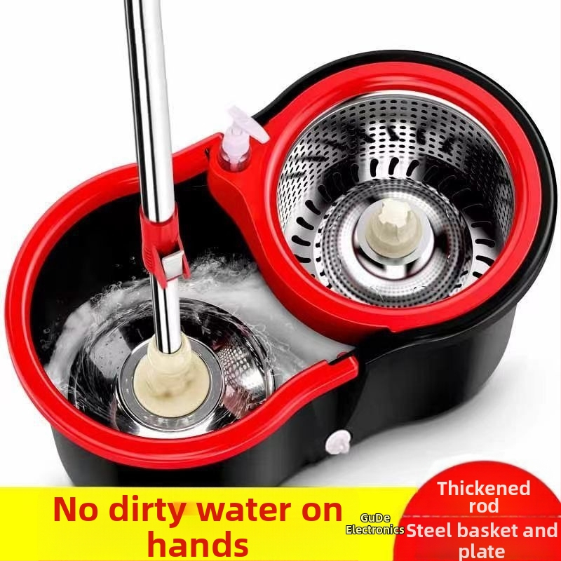 Σετ κάδου για σφουγγάρισμα με περιστρεφόμενο μηχανισμό στύψιμο, πανί από μικροϊνές, ράβδος από ανοξείδωτο ατσάλι, απόστραγγιση 50–60%, ικανότητα φόρτωσης κάτω από 10 kg