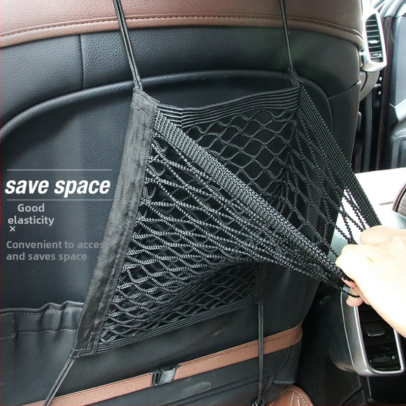 Sieťová taška na operadle auta so dvoma priehradkami, univerzálne uchytenie, elastické zavesenie, Oxford látka