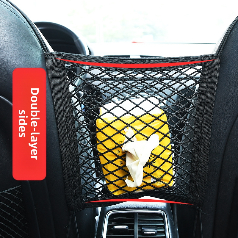 Sieťová taška na operadle auta so dvoma priehradkami, univerzálne uchytenie, elastické zavesenie, Oxford látka