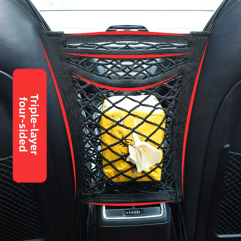 Sieťová taška na operadle auta so dvoma priehradkami, univerzálne uchytenie, elastické zavesenie, Oxford látka