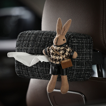 Кутия за салфетки за автомобил с принт хаундстут и мотив на зайче, висяща от задната седалка, стилно интериорно декориране, персонализируема