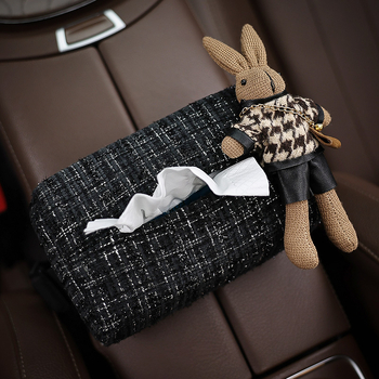 Кутия за салфетки за автомобил с принт хаундстут и мотив на зайче, висяща от задната седалка, стилно интериорно декориране, персонализируема