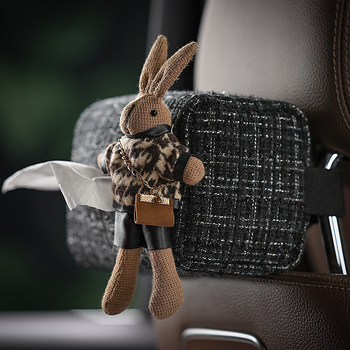 Кутия за салфетки за автомобил с принт хаундстут и мотив на зайче, висяща от задната седалка, стилно интериорно декориране, персонализируема