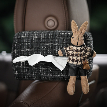Кутия за салфетки за автомобил с принт хаундстут и мотив на зайче, висяща от задната седалка, стилно интериорно декориране, персонализируема