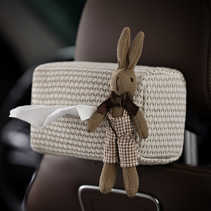 Кутия за салфетки за автомобил с принт хаундстут и мотив на зайче, висяща от задната седалка, стилно интериорно декориране, персонализируема