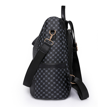 Ženski ruksak velike kapacitete, PU materijal, ispis u euro-američkom stilu, zatvaranje zipom, podstava od poliestera, jesen 2023, za svakodnevnu upotrebu.