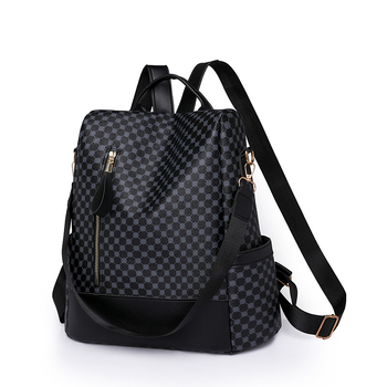 Ženski ruksak velike kapacitete, PU materijal, ispis u euro-američkom stilu, zatvaranje zipom, podstava od poliestera, jesen 2023, za svakodnevnu upotrebu.