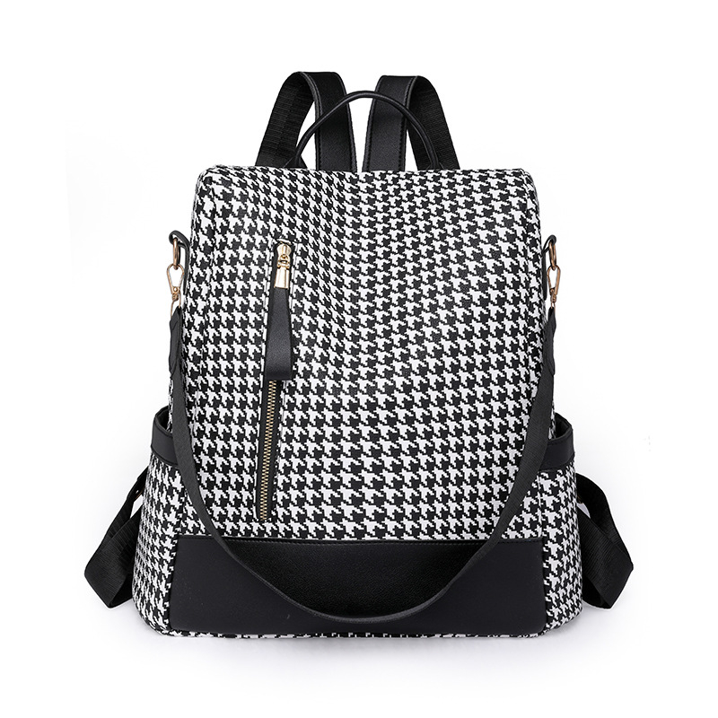 Ženski ruksak velike kapacitete, PU materijal, ispis u euro-američkom stilu, zatvaranje zipom, podstava od poliestera, jesen 2023, za svakodnevnu upotrebu.