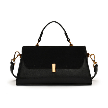 Γυναικεία crossbody τετράγωνη τσάντα - PU υλικό, οριζόντιο τετράγωνο σχήμα, άνοιγμα με κάλυμμα, θήκη για κινητό, μονός ιμάντας ώμου