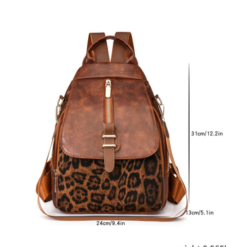 Ženski PU kožni ruksak velike kapacitete – proljeće 2025, podstava od poliestera, zatvoren otvor, unutarnja pretinica