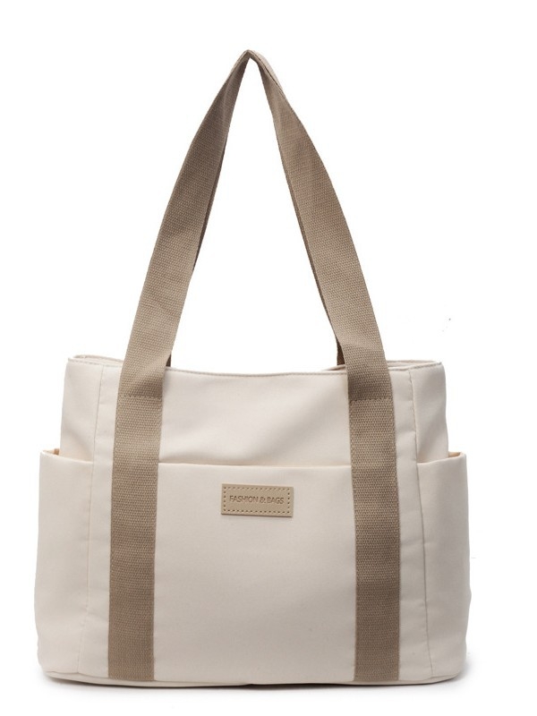 Najlon tote torba s zatvaračem, vodoravnog kvadratnog oblika, podstava od poliestera, unutarnji džepovi (zip, džep za telefon, džep za ID)