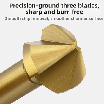 Journalists 90° три-ребрен титаниран chamfering дървообработващ фрезер с отвори, напълно шлайфан