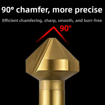Journalists 90° три-ребрен титаниран chamfering дървообработващ фрезер с отвори, напълно шлайфан