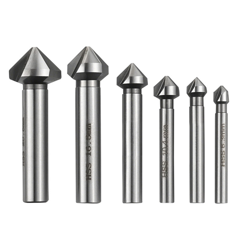 Journalists 90° три-ребрен титаниран chamfering дървообработващ фрезер с отвори, напълно шлайфан