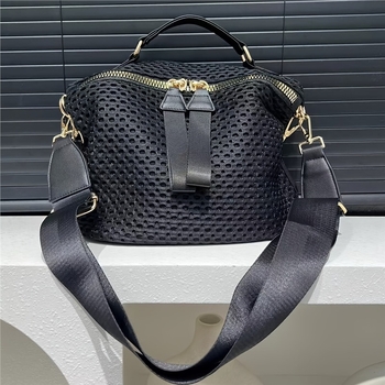 Unisex nylon crossbody torba sa zatvaračem, horizontalni kvadratni oblik, unutarnja džep sa zatvaračem, poliester podstava