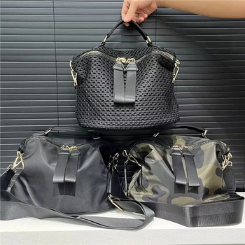 Unisex nylon crossbody torba sa zatvaračem, horizontalni kvadratni oblik, unutarnja džep sa zatvaračem, poliester podstava