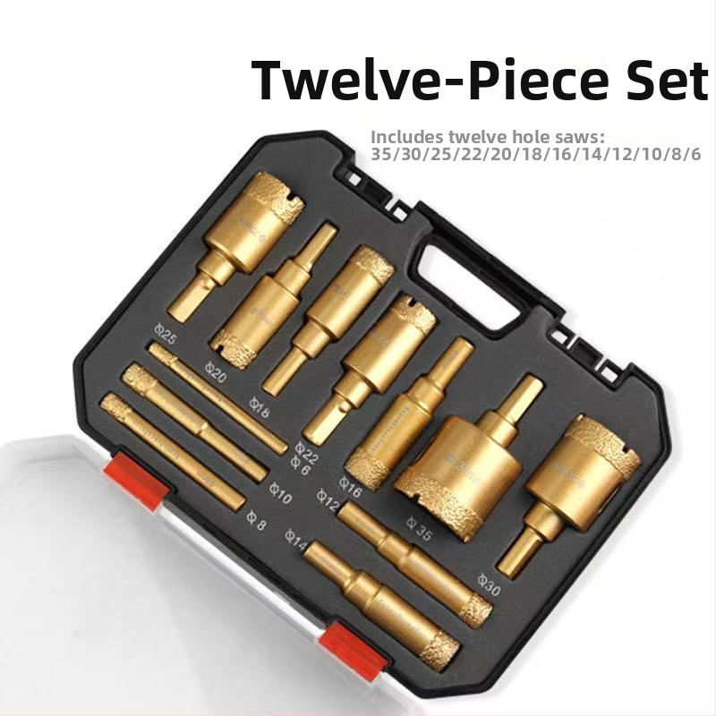 Комплект за сухо пробиване на дупки в плочки — за гранит, мрамор, витрифициран порцелан и керамични камъни