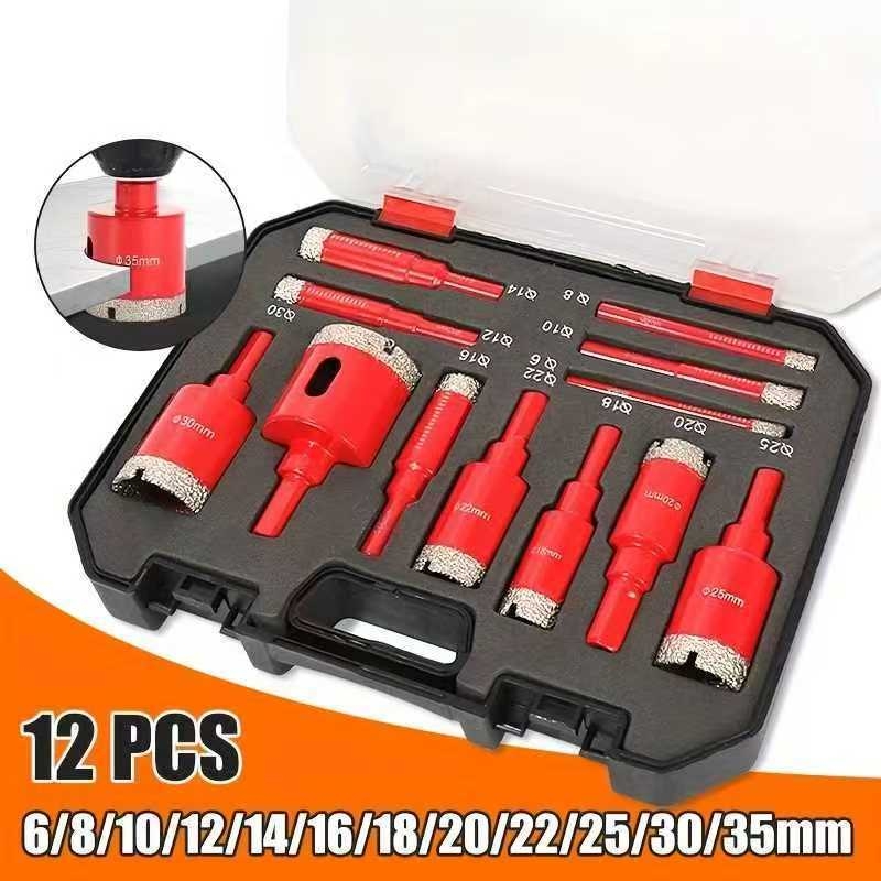 Комплект за сухо пробиване на дупки в плочки — за гранит, мрамор, витрифициран порцелан и керамични камъни