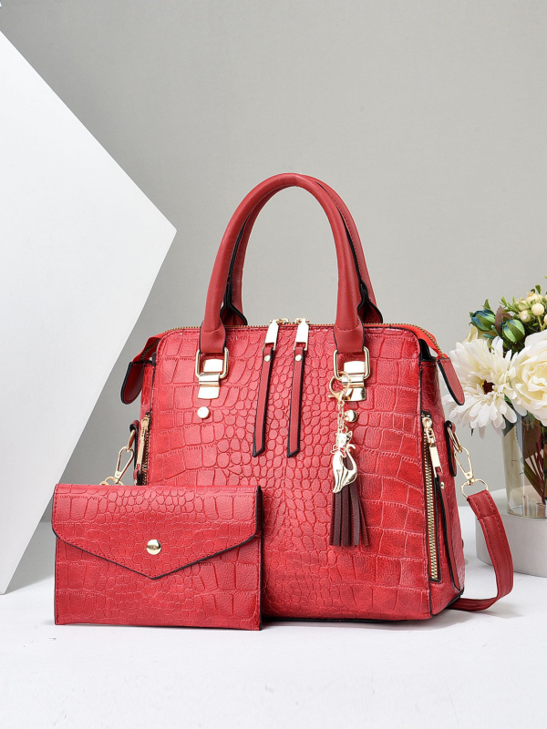 rpinala Дамска кръстосана чанта, PU материал, стил Urban Simplicity; вертикална квадратна форма, цип за отваряне, вътрешни джобове (джоб с цип, джоб за телефон, джоб за лична карта)