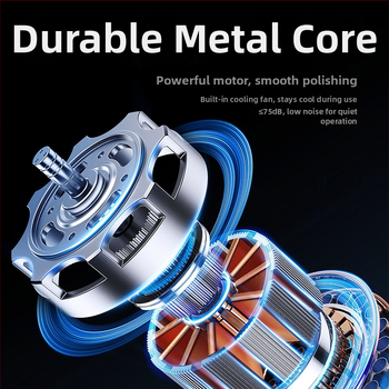 Belaidė poliravimo mašina automobiliams, dviejų paskirčių naudojimui auto ir namams, reguliuojamas greitis, ABS medžiaga