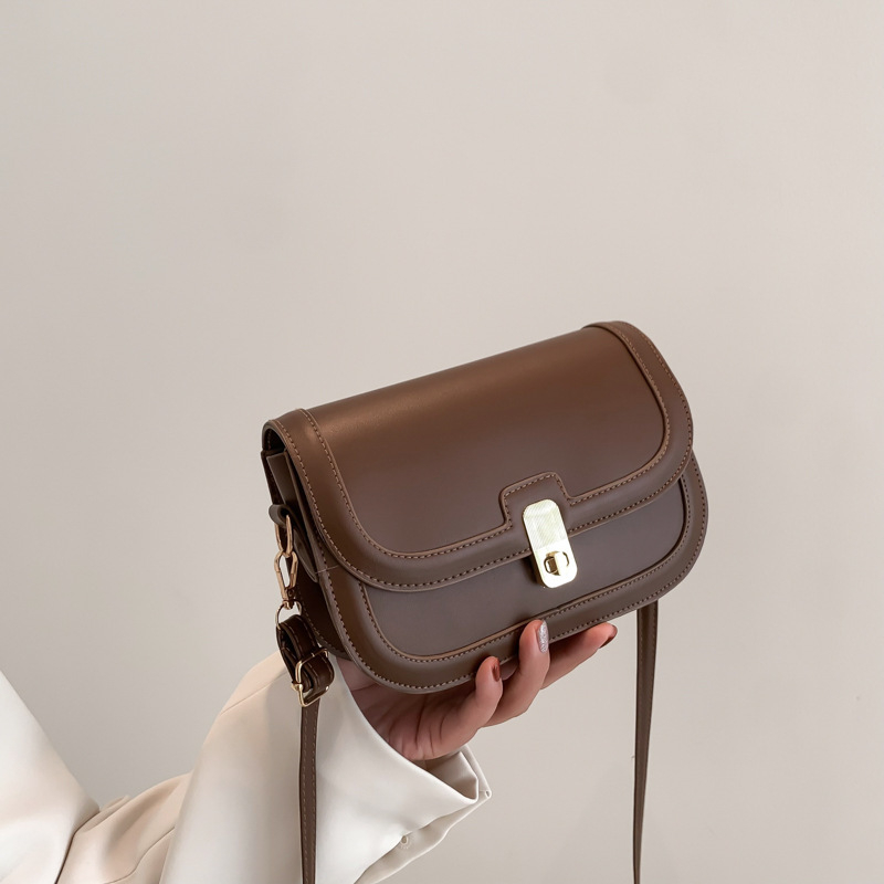 Moteriška PU kvadratinė rankinė su užraktu, su vienu peties dirželiu, horizontalaus formato