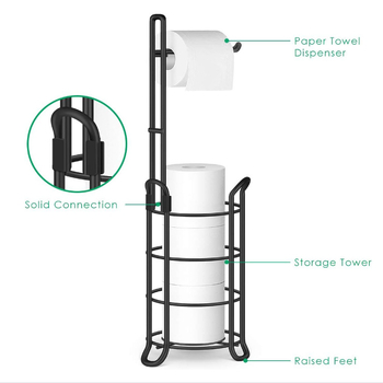 Stovintis kaltuoto plieno tualetinio popieriaus laikiklis, apskritos formos dizainas, šiuolaikinis minimalistinis stilius, dažytas paviršius