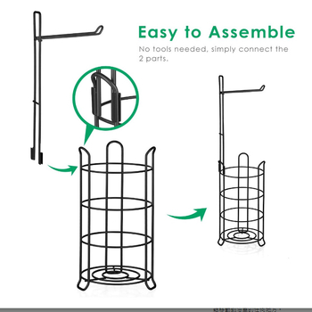 Stovintis kaltuoto plieno tualetinio popieriaus laikiklis, apskritos formos dizainas, šiuolaikinis minimalistinis stilius, dažytas paviršius