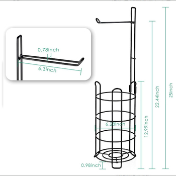 Stovintis kaltuoto plieno tualetinio popieriaus laikiklis, apskritos formos dizainas, šiuolaikinis minimalistinis stilius, dažytas paviršius