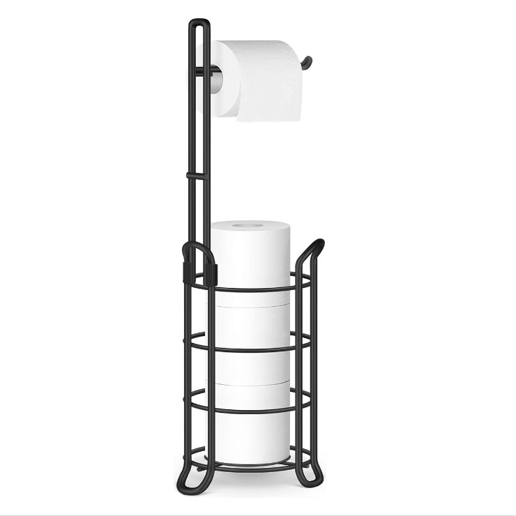 Stovintis kaltuoto plieno tualetinio popieriaus laikiklis, apskritos formos dizainas, šiuolaikinis minimalistinis stilius, dažytas paviršius