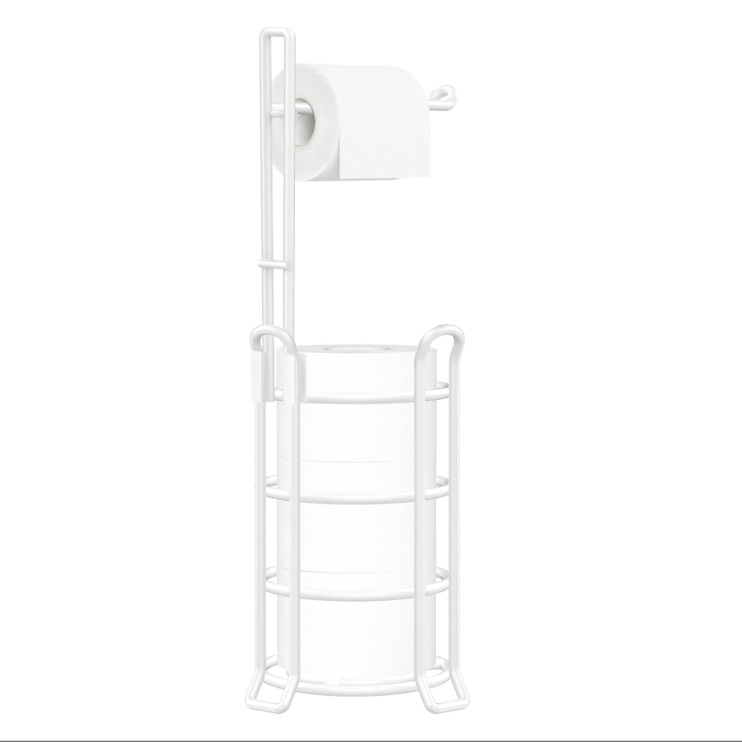 Stovintis kaltuoto plieno tualetinio popieriaus laikiklis, apskritos formos dizainas, šiuolaikinis minimalistinis stilius, dažytas paviršius