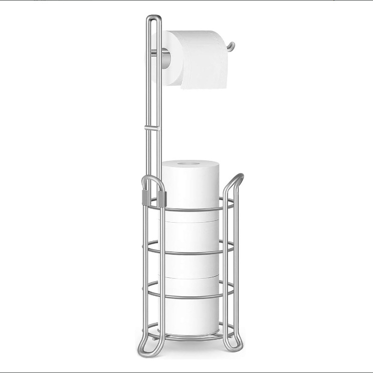 Stovintis kaltuoto plieno tualetinio popieriaus laikiklis, apskritos formos dizainas, šiuolaikinis minimalistinis stilius, dažytas paviršius