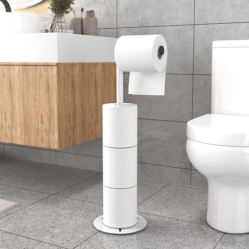 Jenidan grindinis stovintis tualetinio popieriaus laikiklis iš anglies plieno su pagrindu, šiuolaikinio minimalistinio stiliaus modelis 1731