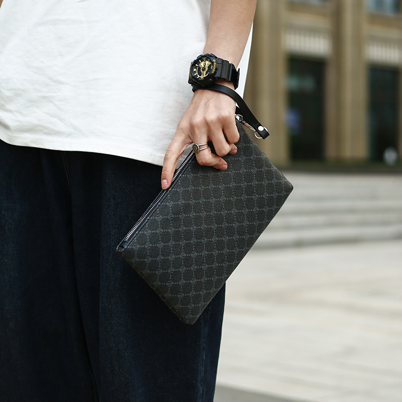Pánska clutch taška Street Trend štýl, PU materiál, jednofarebný vzor, vnútorná podšívka z polyesteru