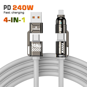 HC 4‑v‑1 rýchly nabíjací dátový kábel s Lightning a USB-C, až 60W