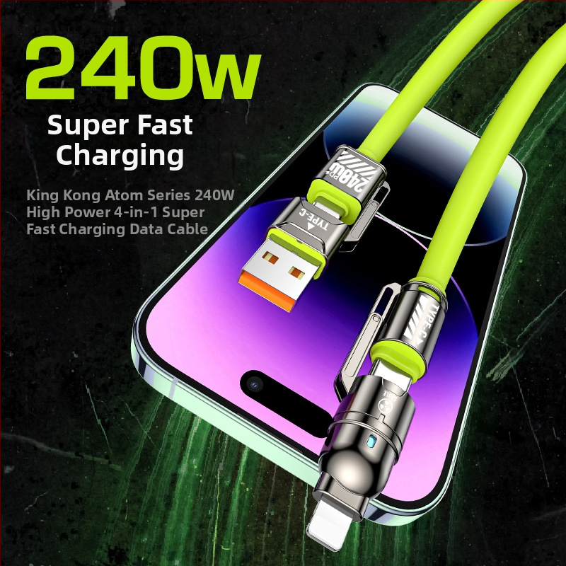 HC 4-в-1 бързозаряден кабел за данни с Lightning и USB-C, до 60W