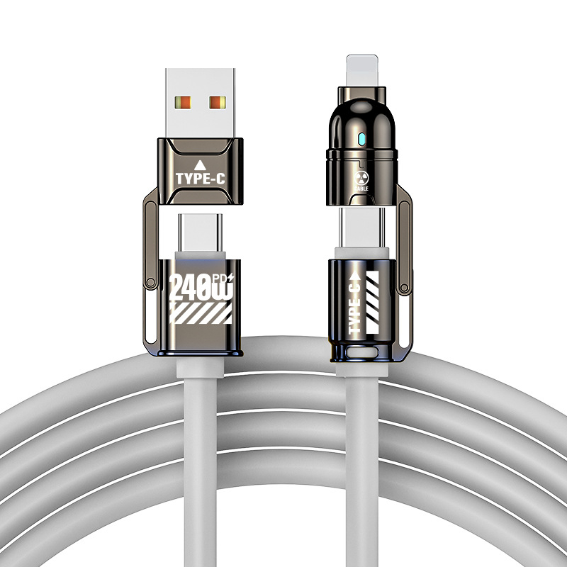 HC 4‑v‑1 rýchly nabíjací dátový kábel s Lightning a USB-C, až 60W