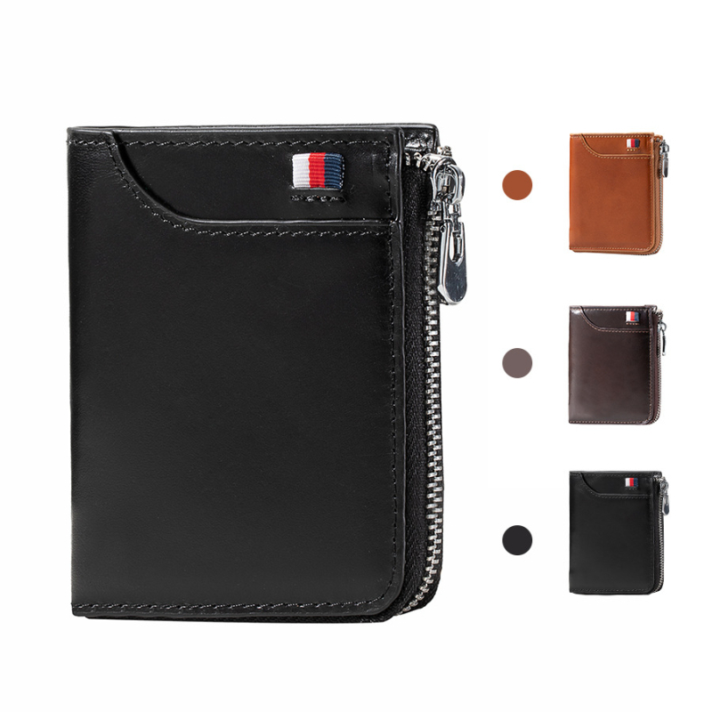 Novčanik od prave kože, koža prvog sloja, podstava od kože, gradski stil jednostavnosti, funkcija protiv krađe