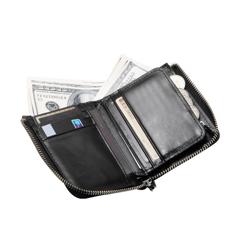 Novčanik od prave kože, koža prvog sloja, podstava od kože, gradski stil jednostavnosti, funkcija protiv krađe