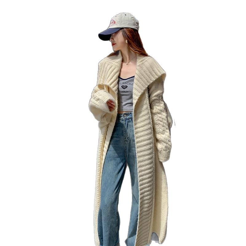 Kardigan bez ovratnika, debeli pleteni s 3D uzorkom i jednim gumbom